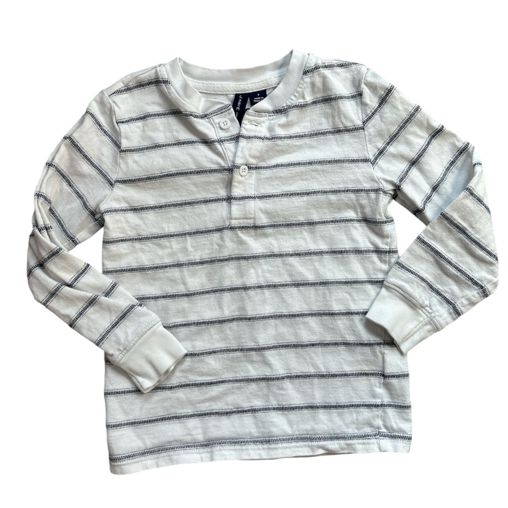 Janie & Jack Striped Long Sleeve Henley Shirt